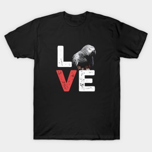 African Grey Parrot Love T-Shirt